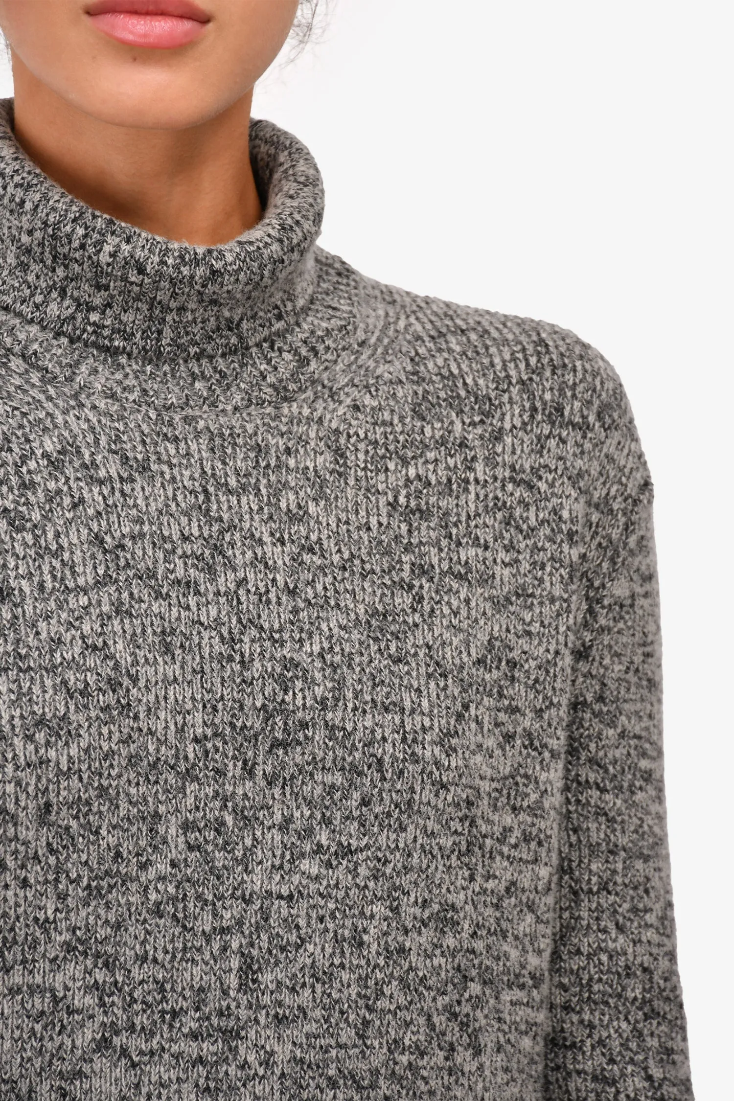 Celine Grey Wool Speckled Turtleneck Sweater Size S