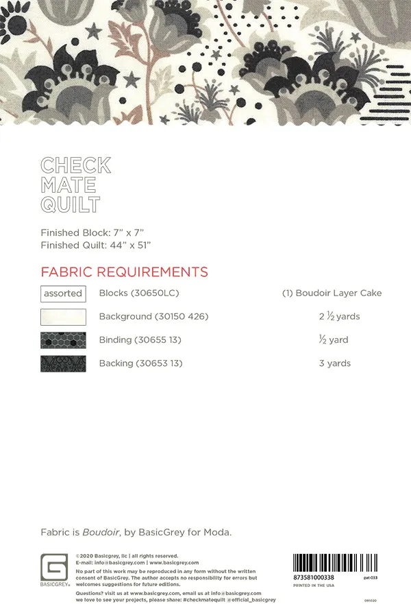 CHECK MATE - BASICGREY Quilt Pattern 033