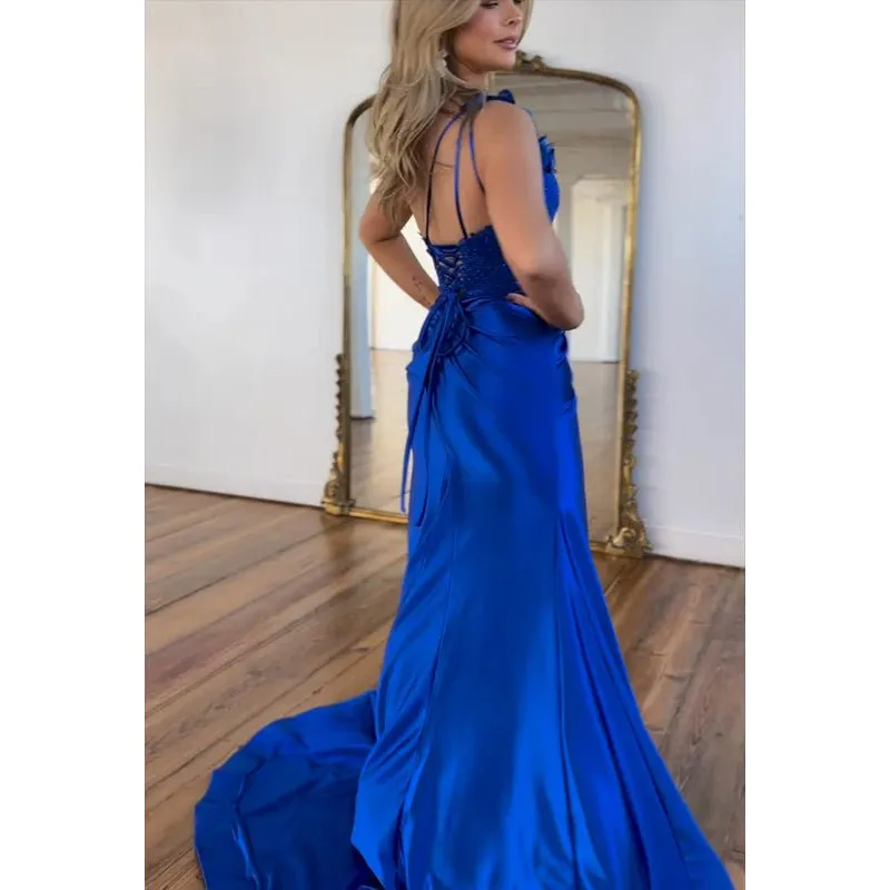 Chic & Hot One Shoulder Sleeveless Mermaid Side Slit Mermaid Formal Party Party Prom Dress