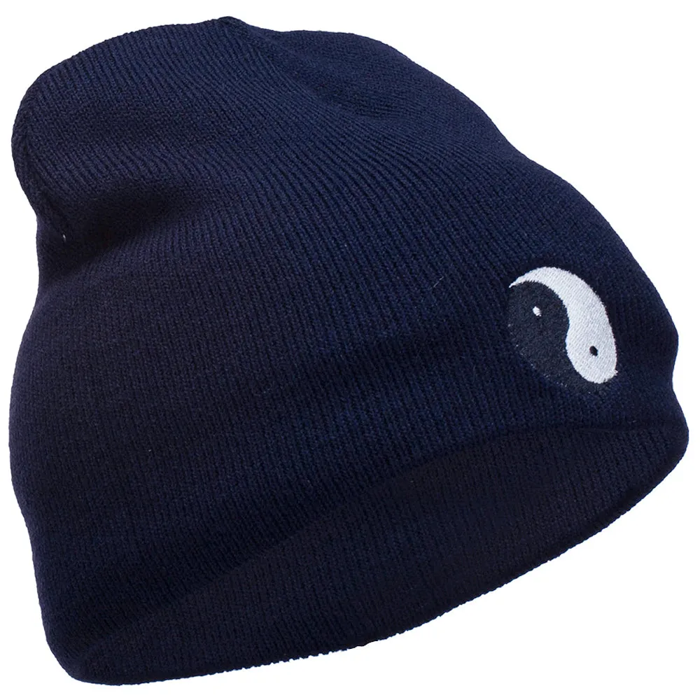 Chinese Yin Yang Symbol Embroidered Short Beanie
