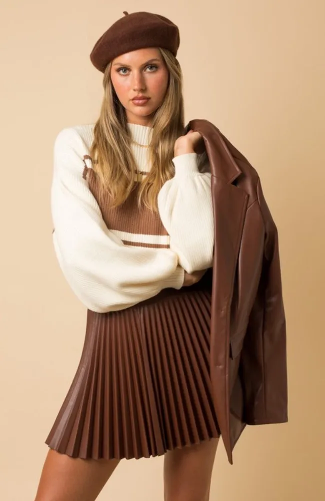 Chocolate Pleated Skirt