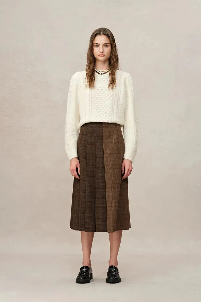 Clara Pleated Skirt in Vintage Houndstooth