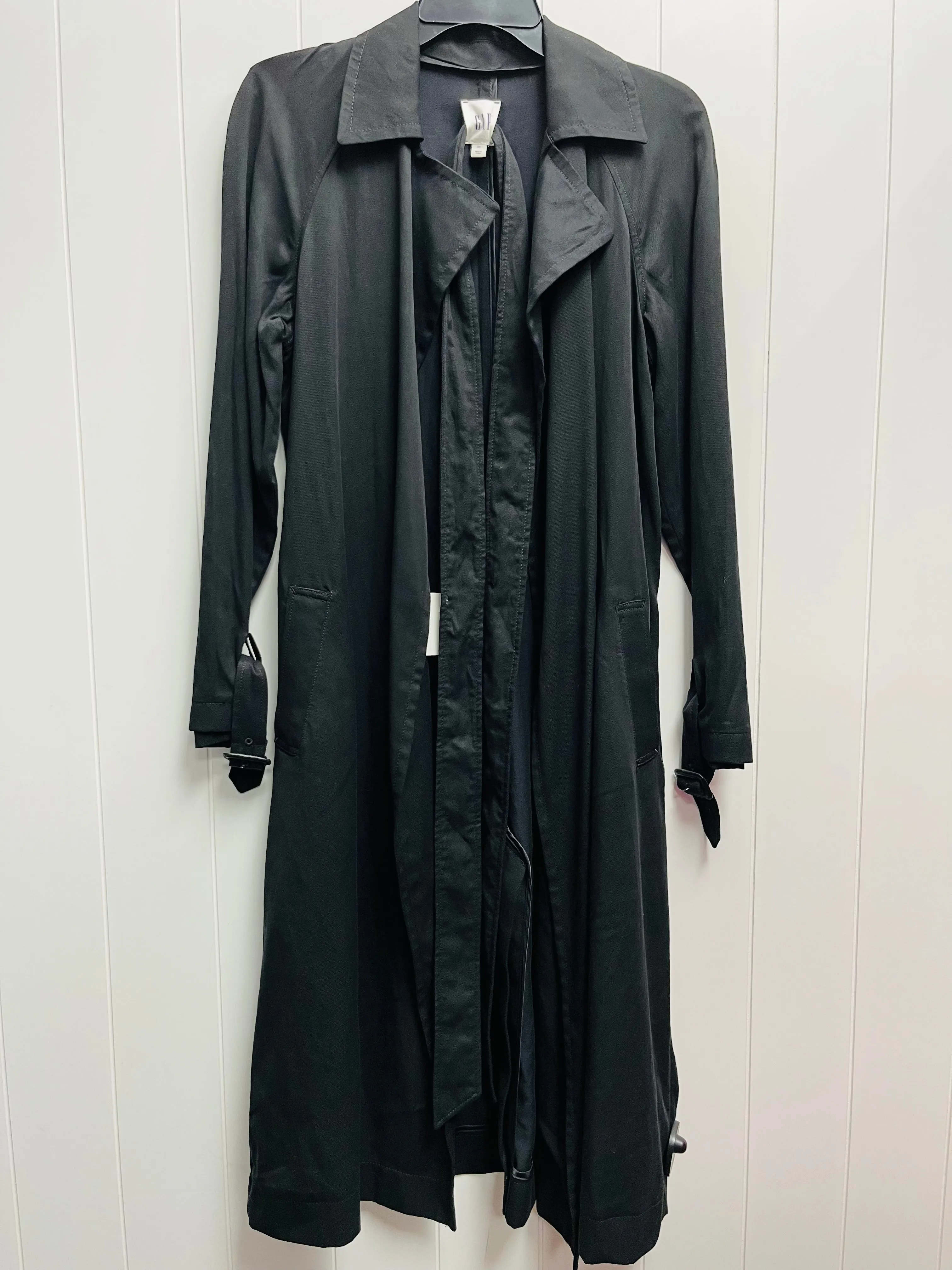 Coat Trench Coat By Gap In Black, Size: Xs