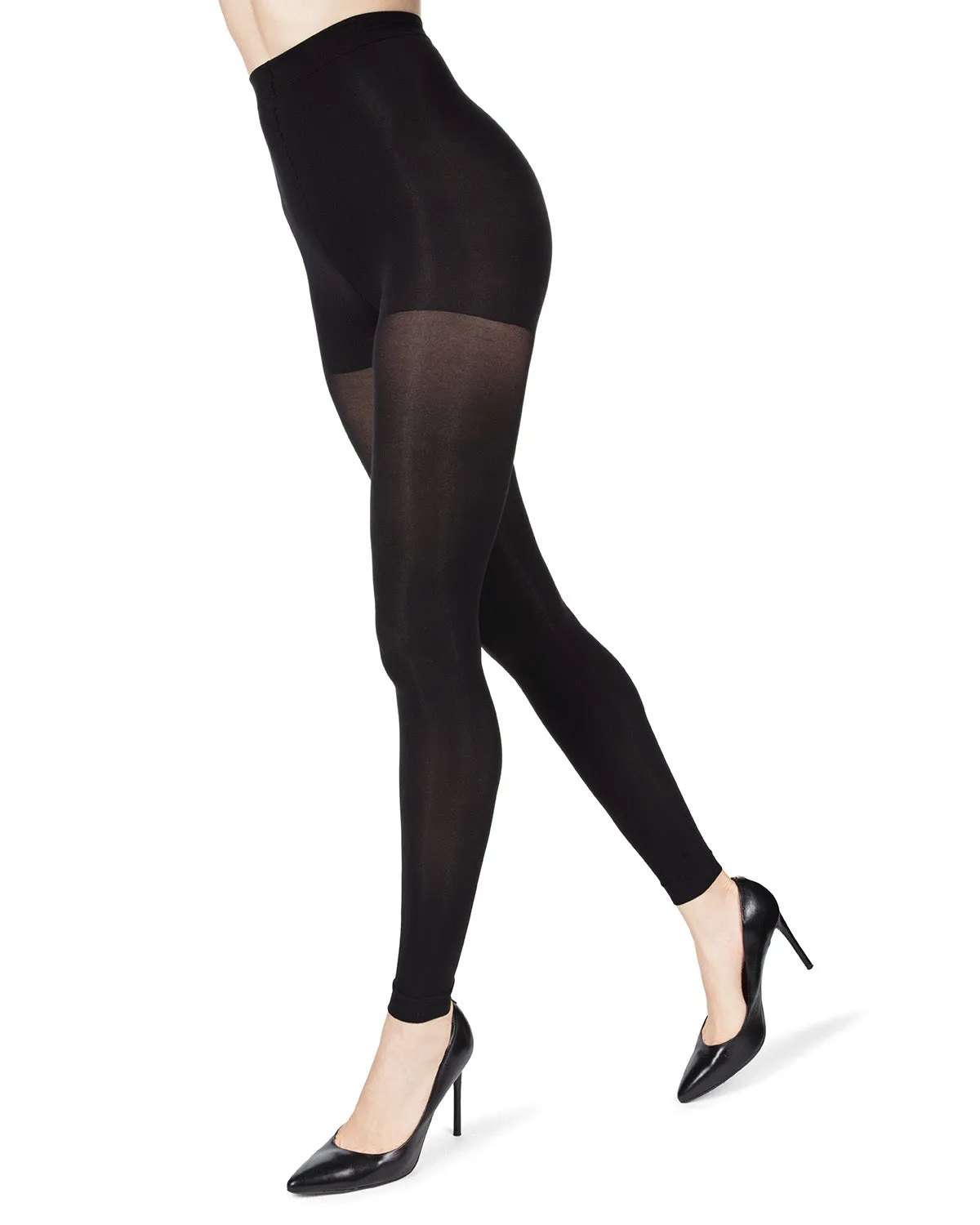 Completely Opaque 80 Denier Control Top Footless Tights