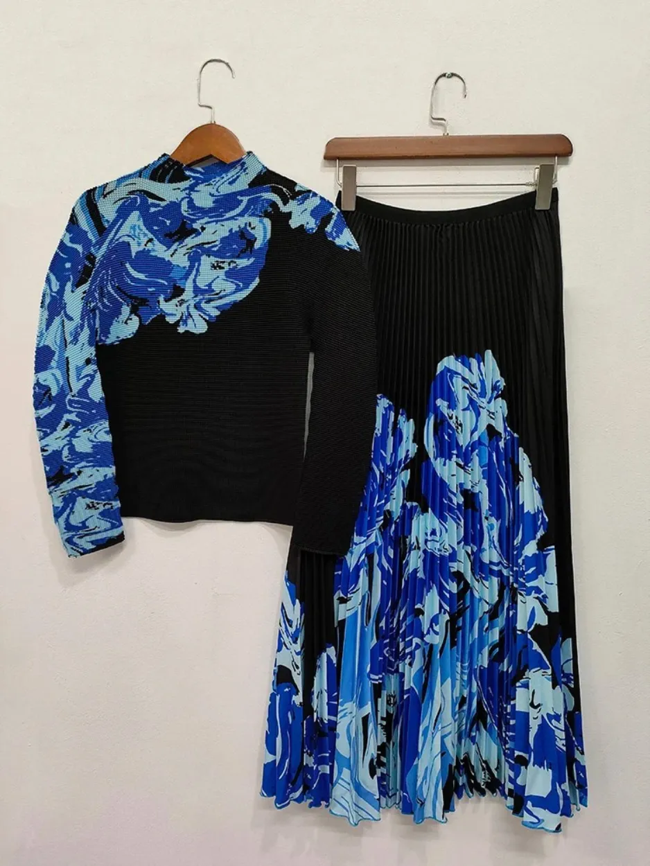 Couture 2-Piece Set: Pleated Top & Skirt