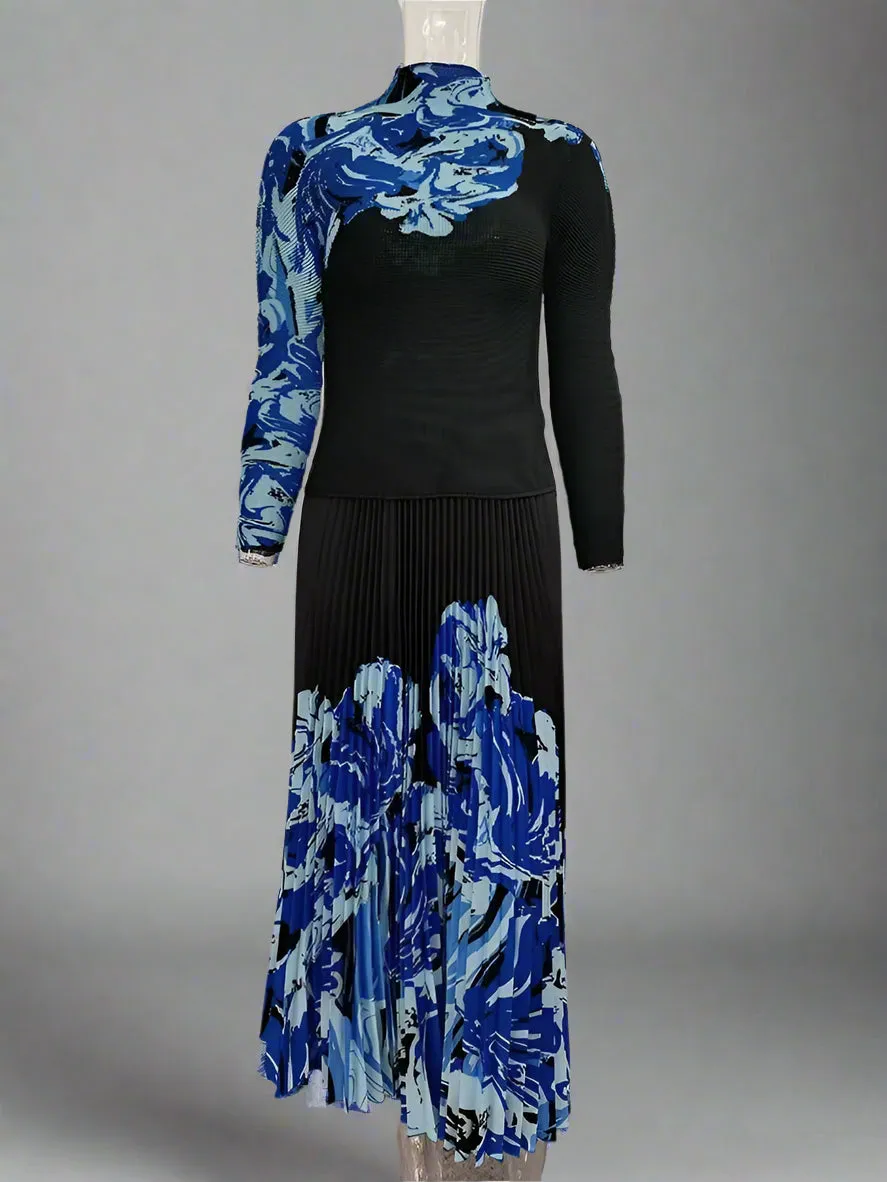 Couture 2-Piece Set: Pleated Top & Skirt