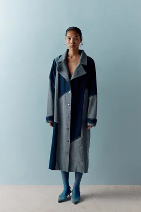 DENIM COLOR BLOCK TRENCH