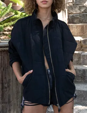 Dolman Zipper Closure Puff Jacket