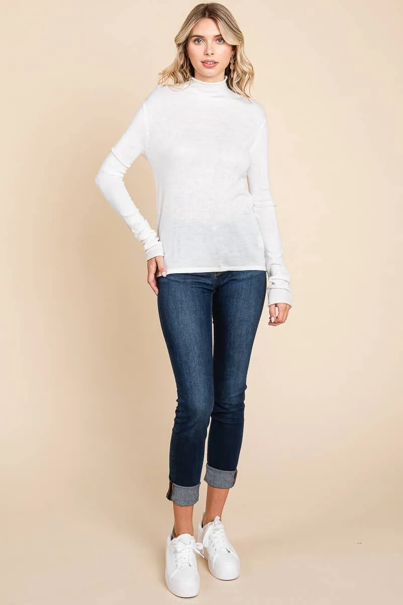 DOORBUSTER Underneath It All Women's Solid Turtleneck Knit Top BLACK