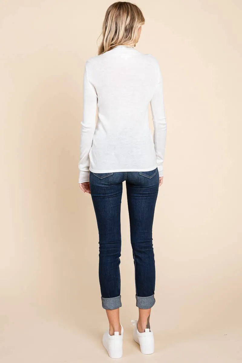 DOORBUSTER Underneath It All Women's Solid Turtleneck Knit Top BLACK