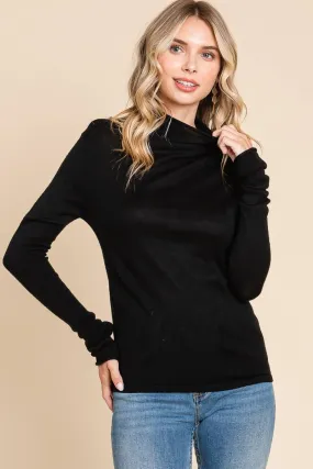 DOORBUSTER Underneath It All Women's Solid Turtleneck Knit Top BLACK