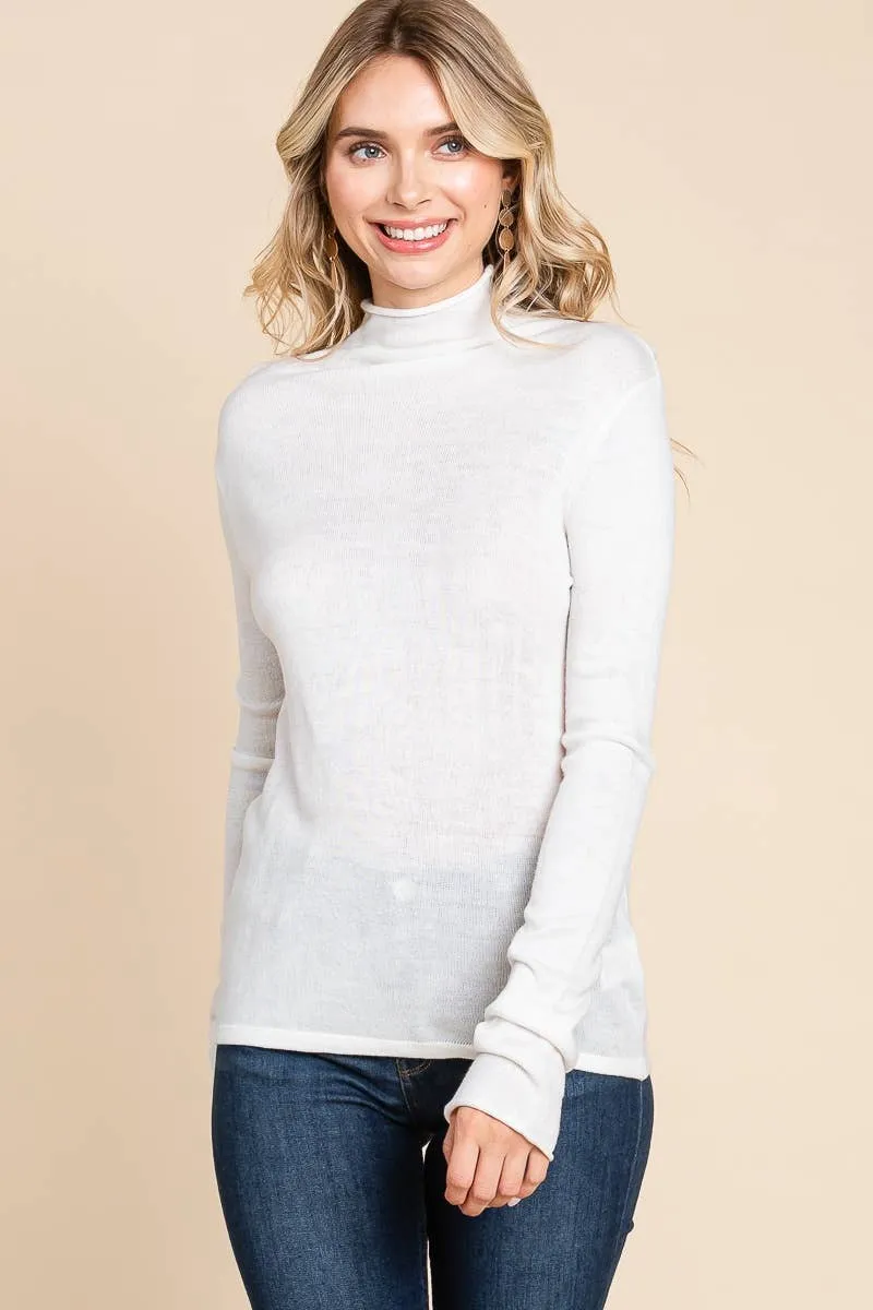 DOORBUSTER Underneath It All Women's Solid Turtleneck Knit Top BLACK