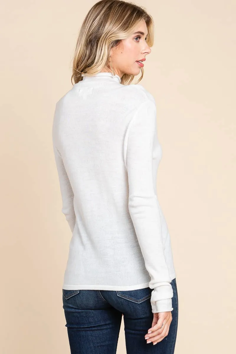 DOORBUSTER Underneath It All Women's Solid Turtleneck Knit Top BLACK