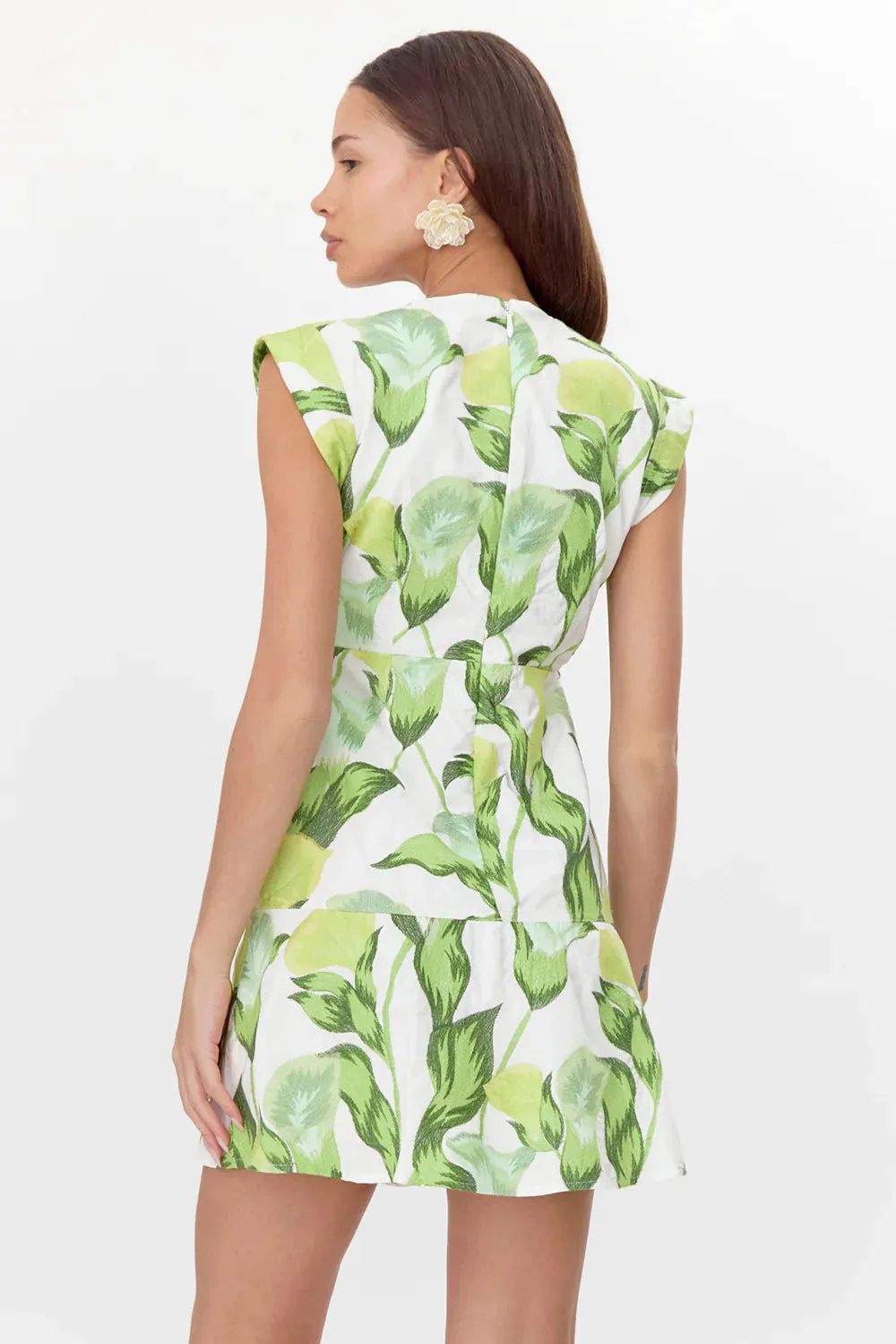 Eloise Twist Front Tiered Mini Dress-Yellow Multi