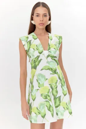 Eloise Twist Front Tiered Mini Dress-Yellow Multi