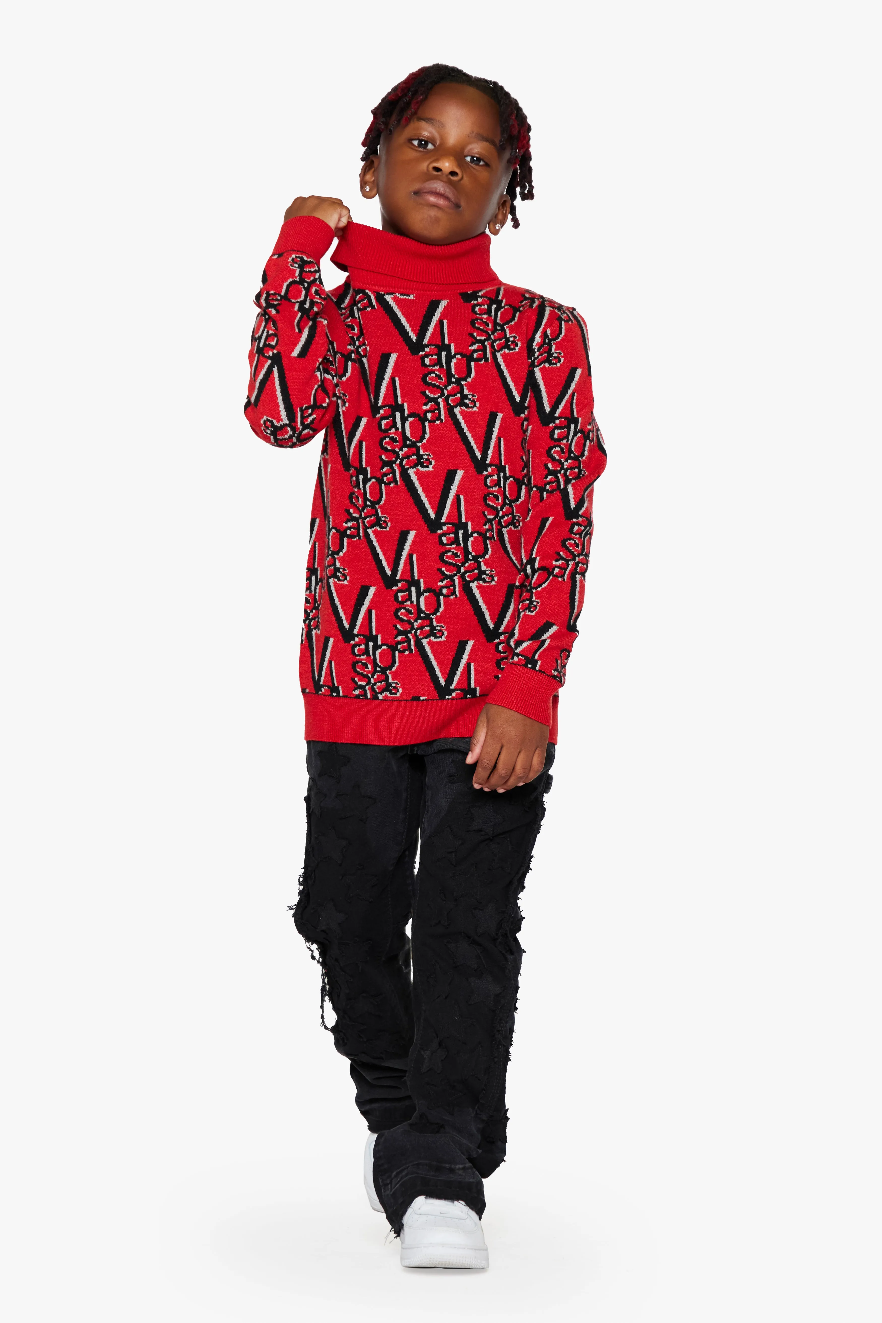 “ELYSIAN” CRIMSON RED KIDS TURTLE NECK