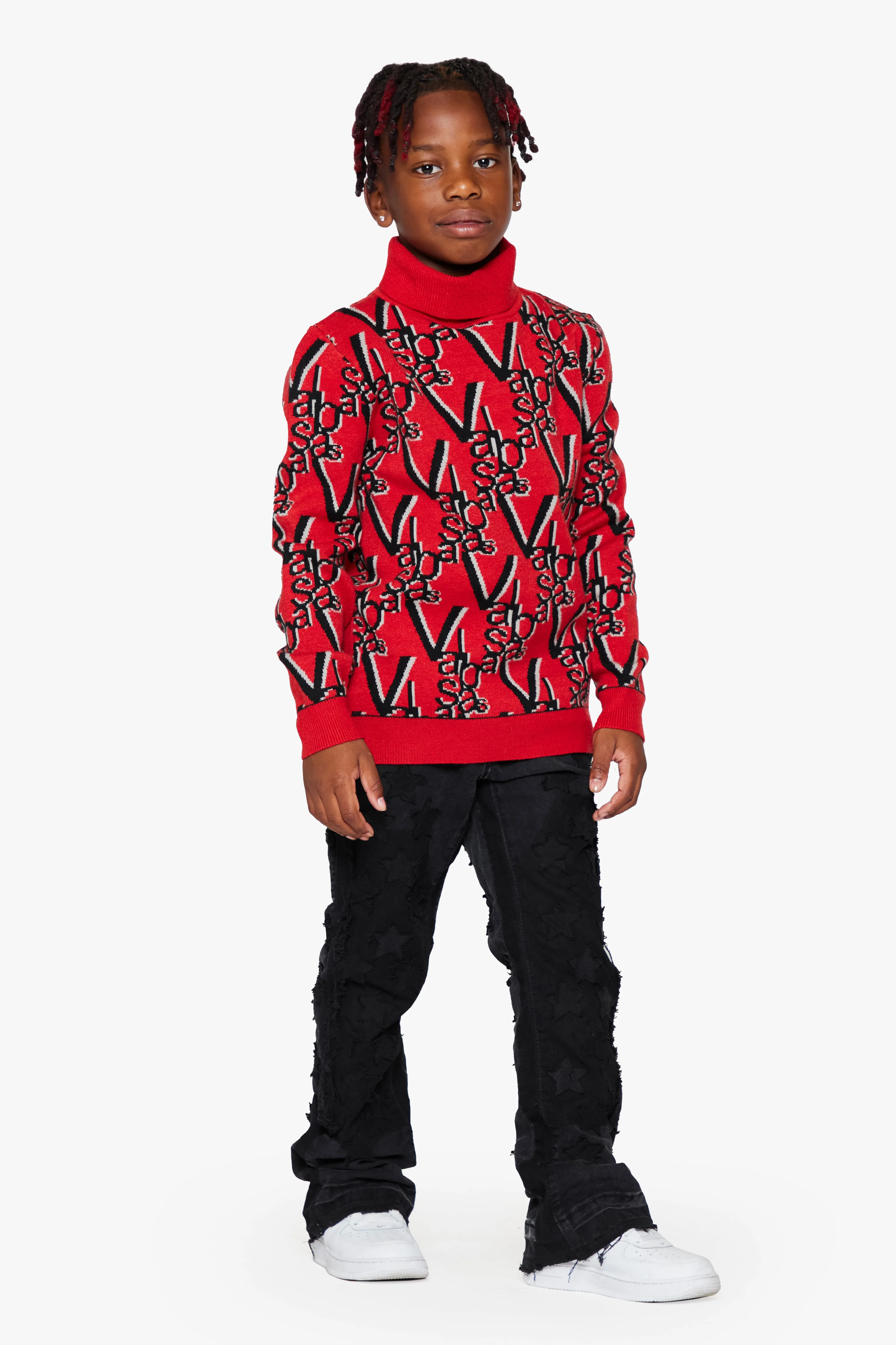 “ELYSIAN” CRIMSON RED KIDS TURTLE NECK