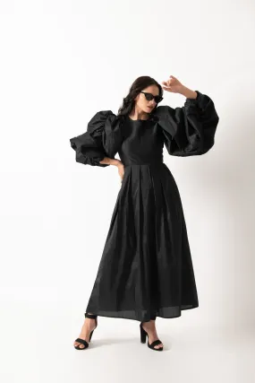 EMILIA PUFF SLEEVE MIDI DRESS