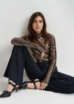 Essential Antwerp Gold-tone stretch-jersey turtleneck top