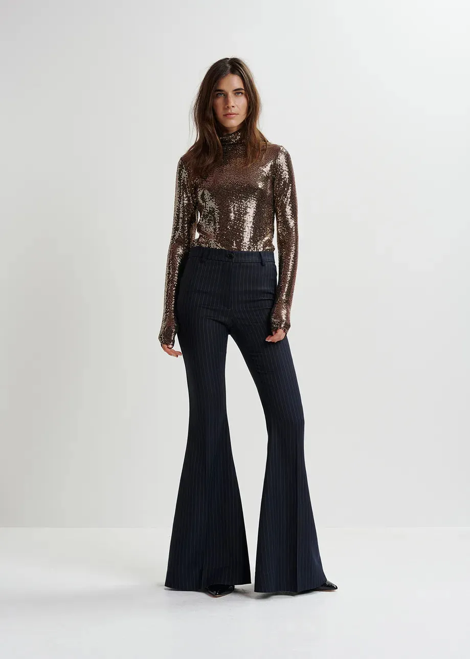 Essential Antwerp Gold-tone stretch-jersey turtleneck top
