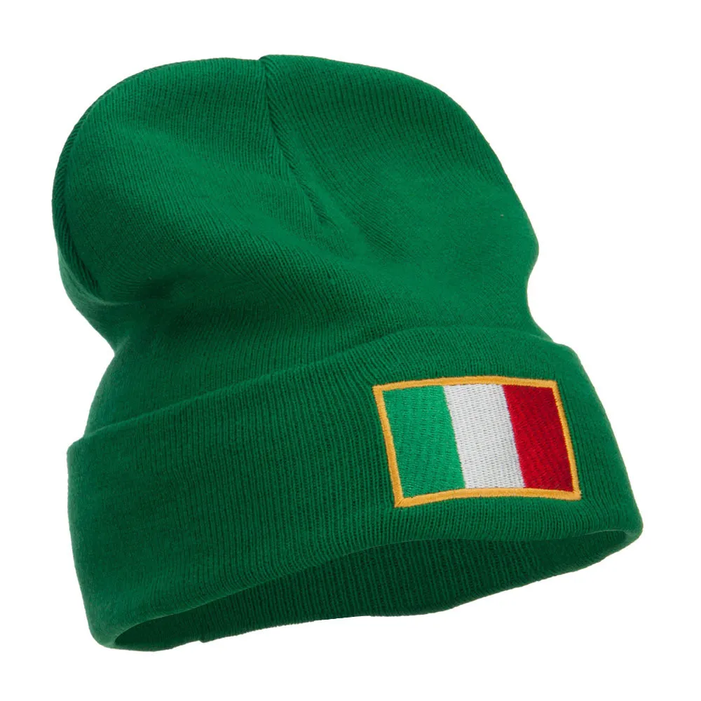 Europe Italy Flag Embroidered Long Beanie