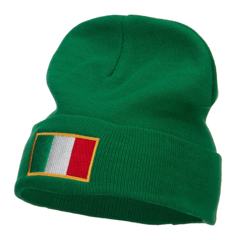 Europe Italy Flag Embroidered Long Beanie