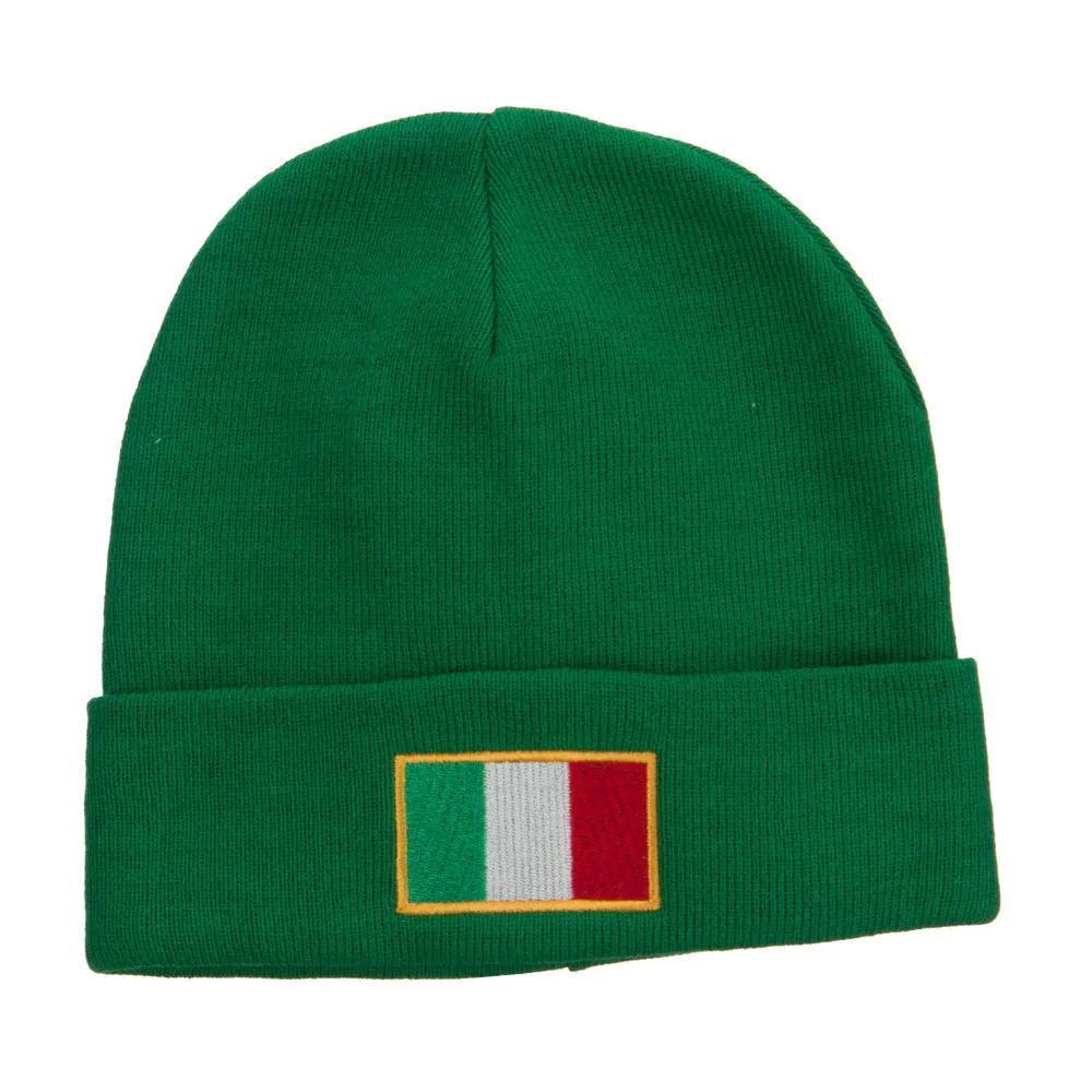 Europe Italy Flag Embroidered Long Beanie