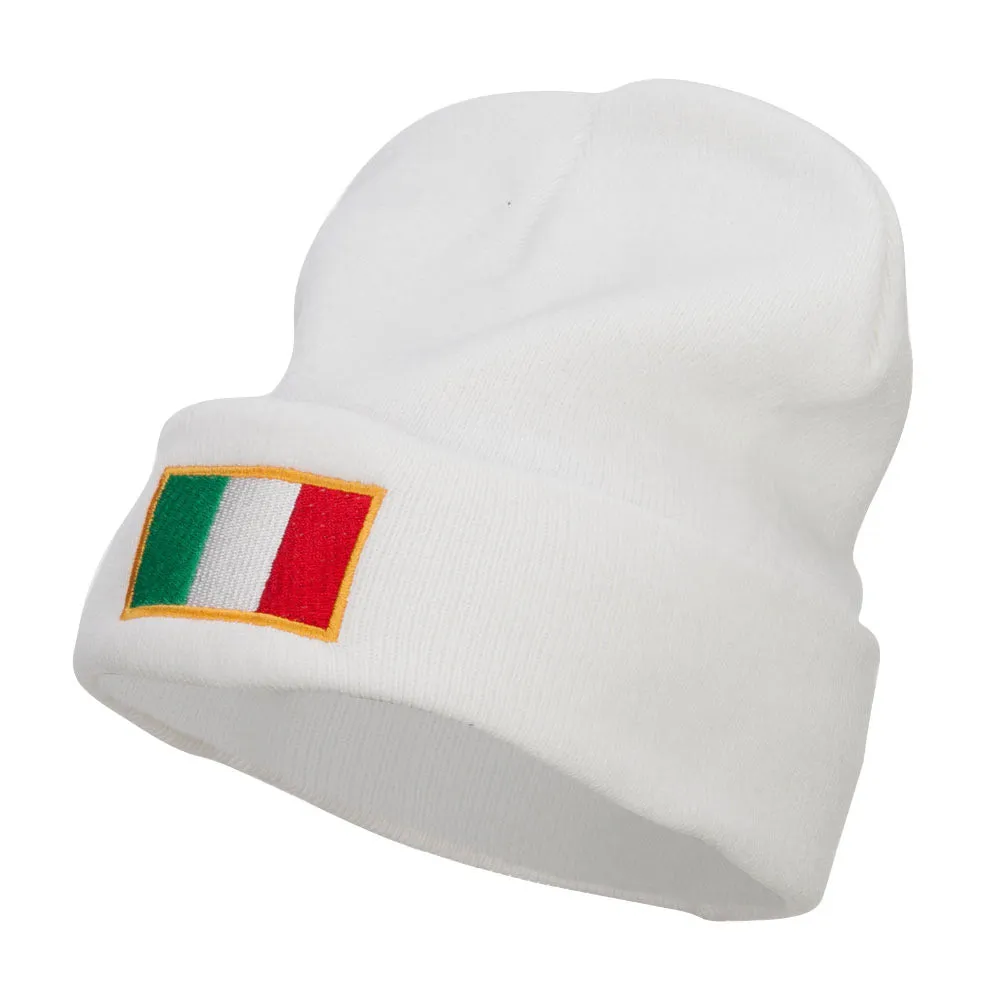 Europe Italy Flag Embroidered Long Beanie