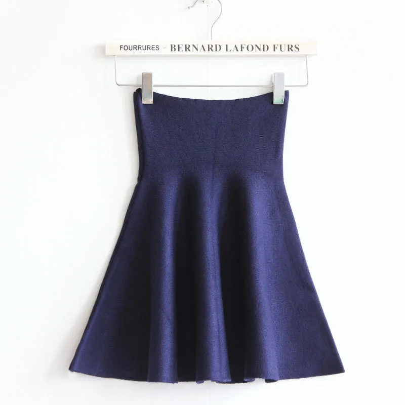 Fashion High Waist Knit Mini Fluffy Skirt