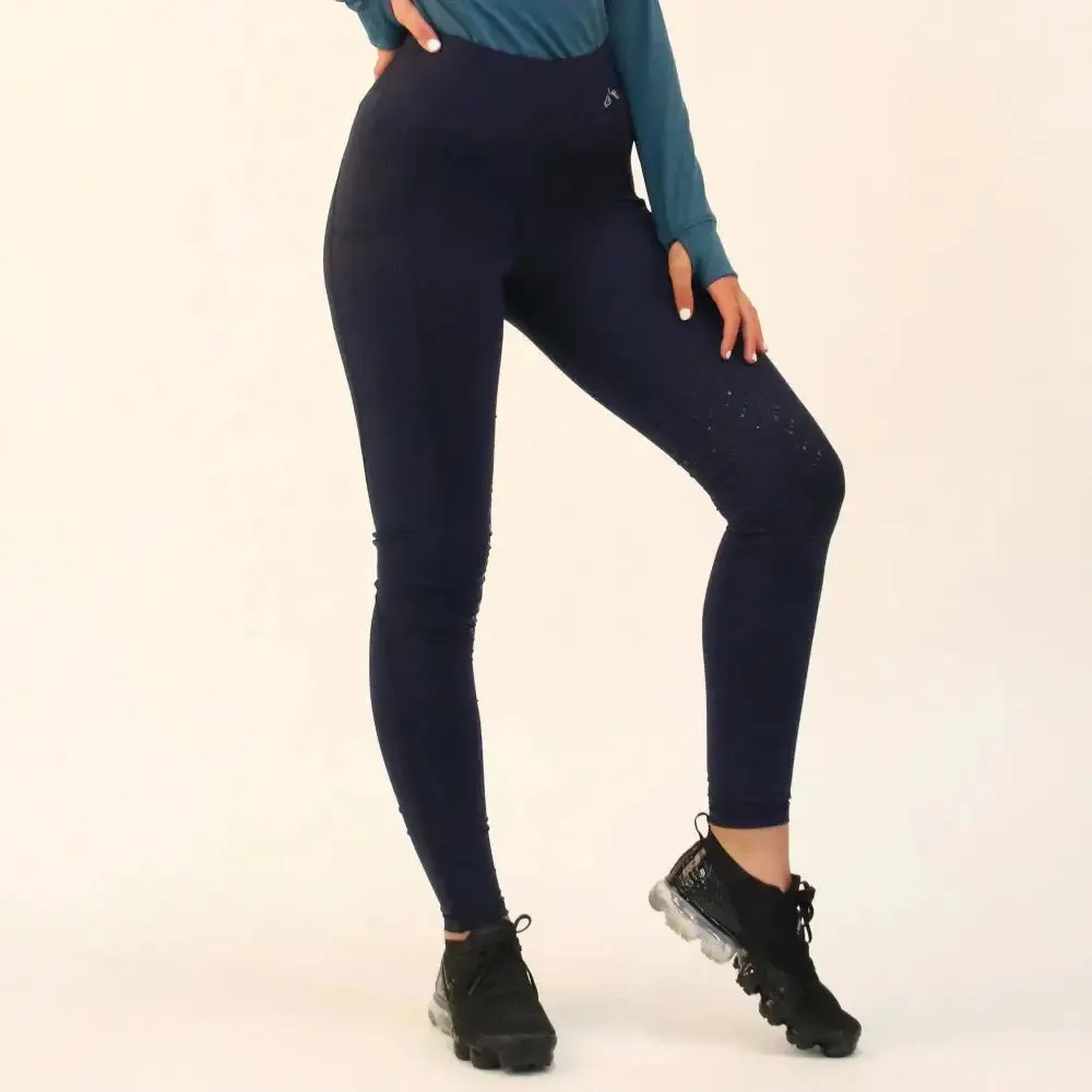 Gallop High-Waist Pocket Silicone Knee Riding Tights Navy