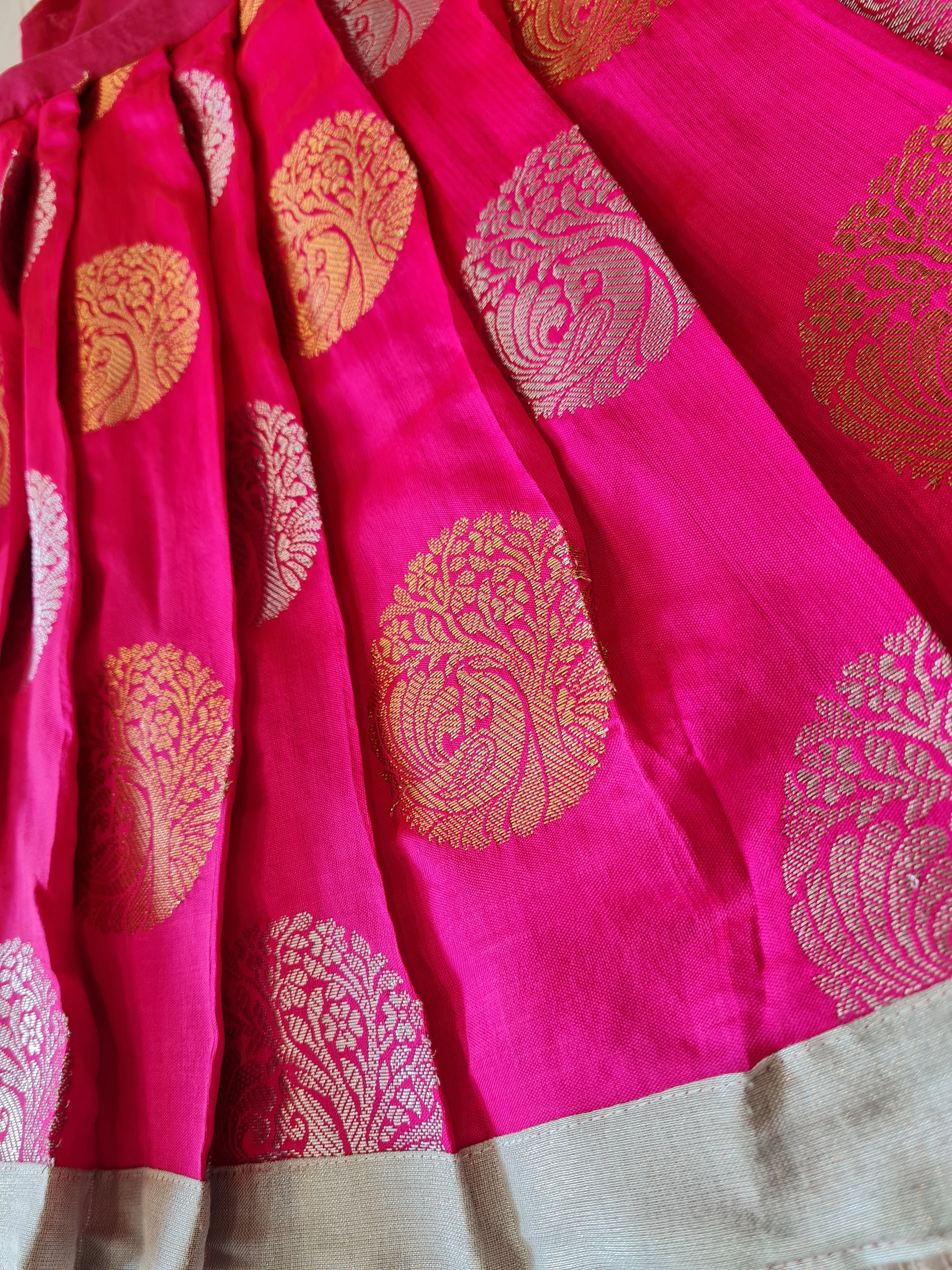 Girls Gold and Pink Pavadai Set