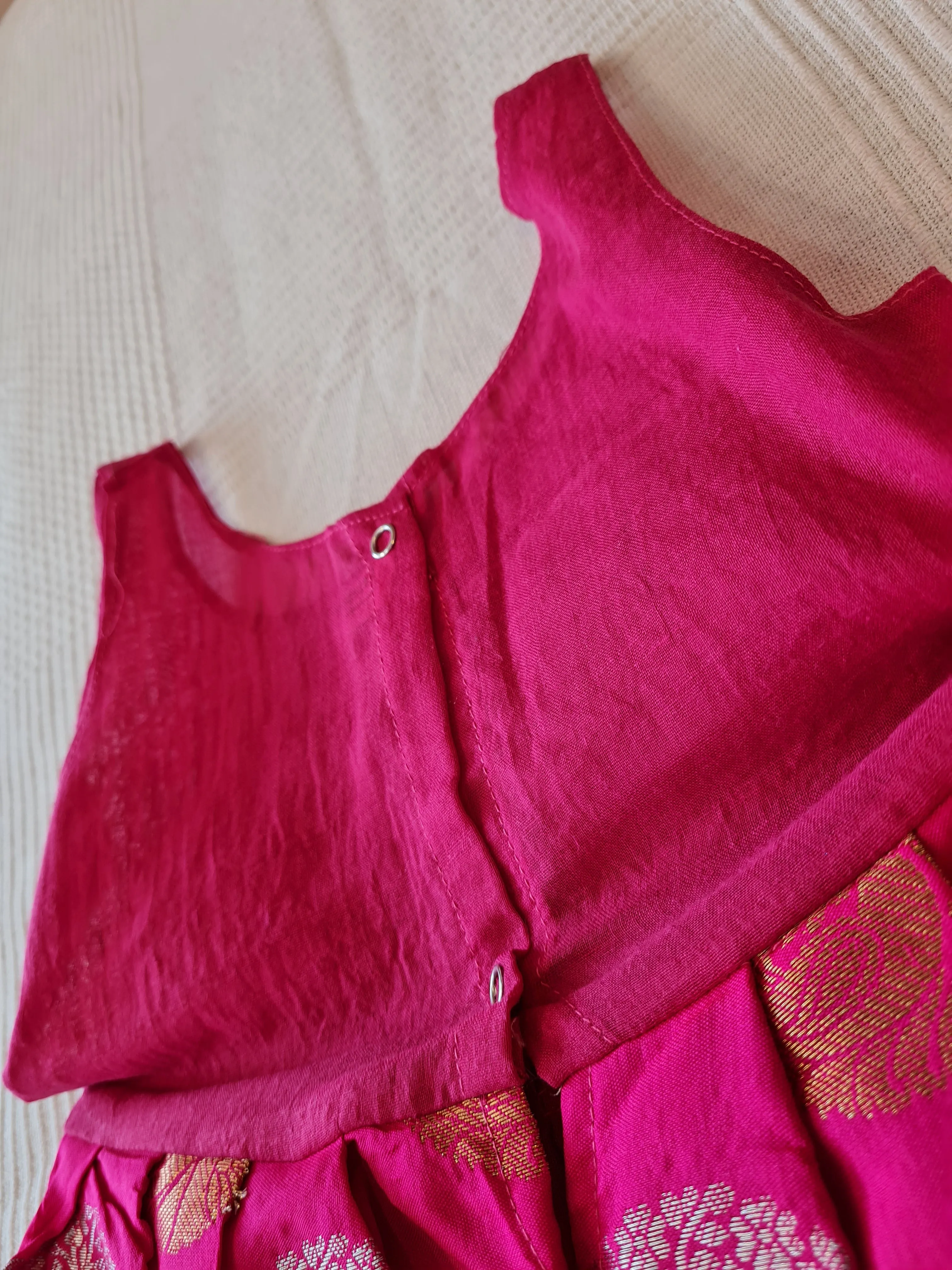 Girls Gold and Pink Pavadai Set