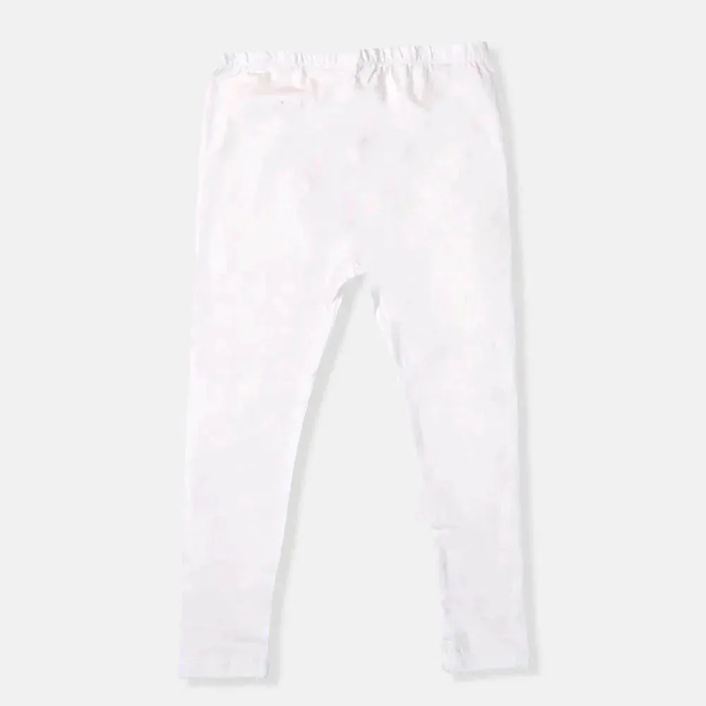 Girls Plain Basic Tights - White