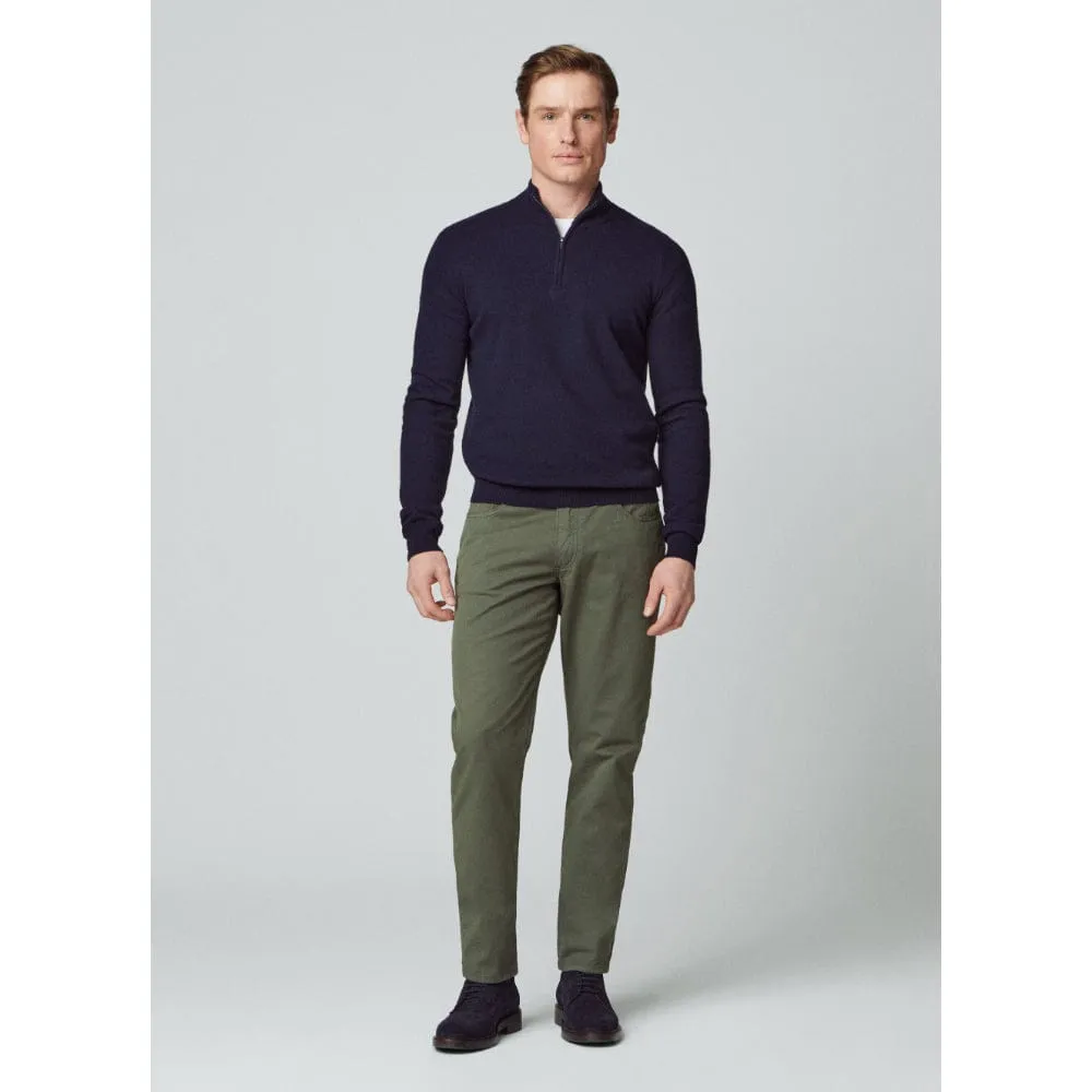 Hackett Merino Cash Mix Halfzip in Steel Blue