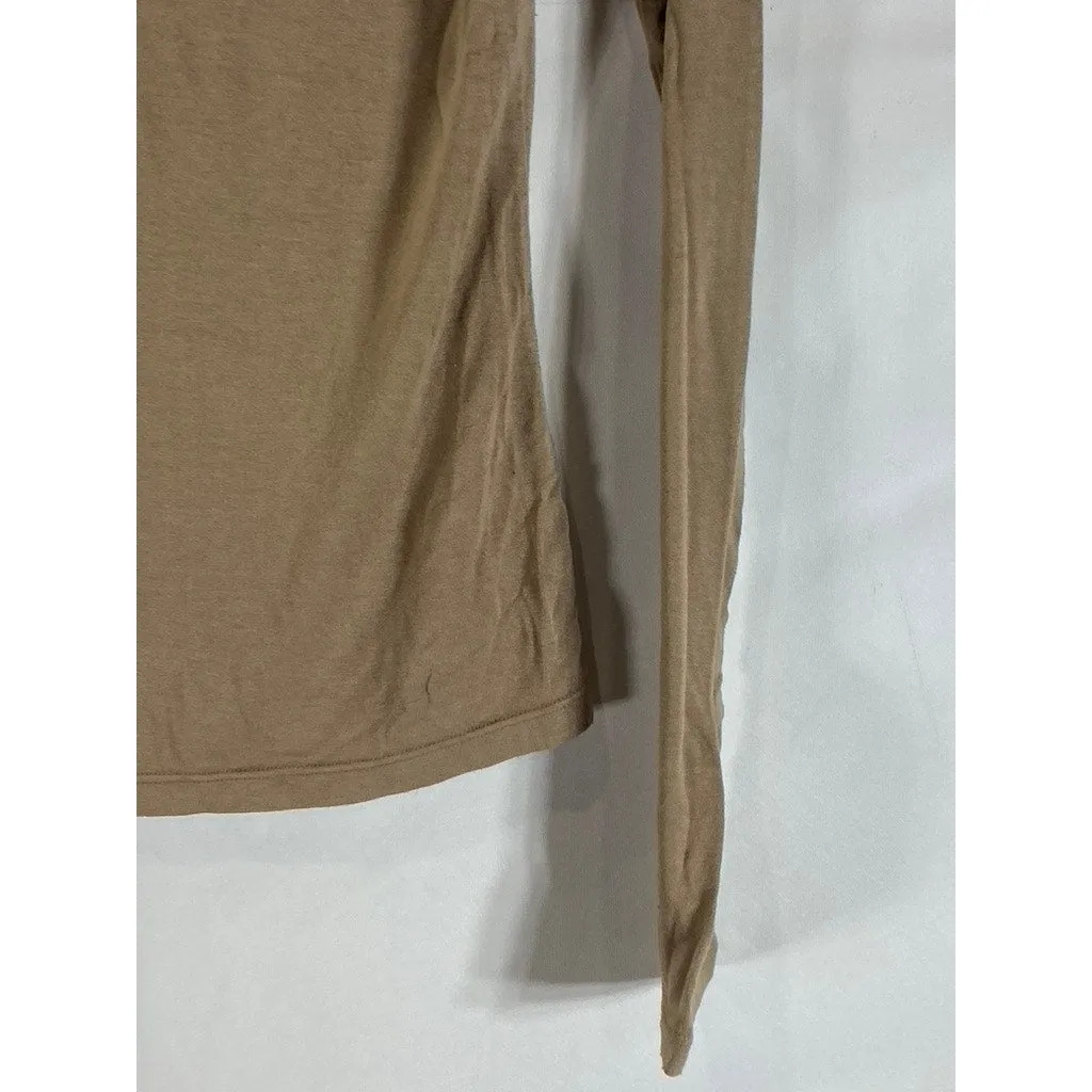 H&M Women's Tan Solid Long Sleeve Fitted Turtleneck Top SZ S