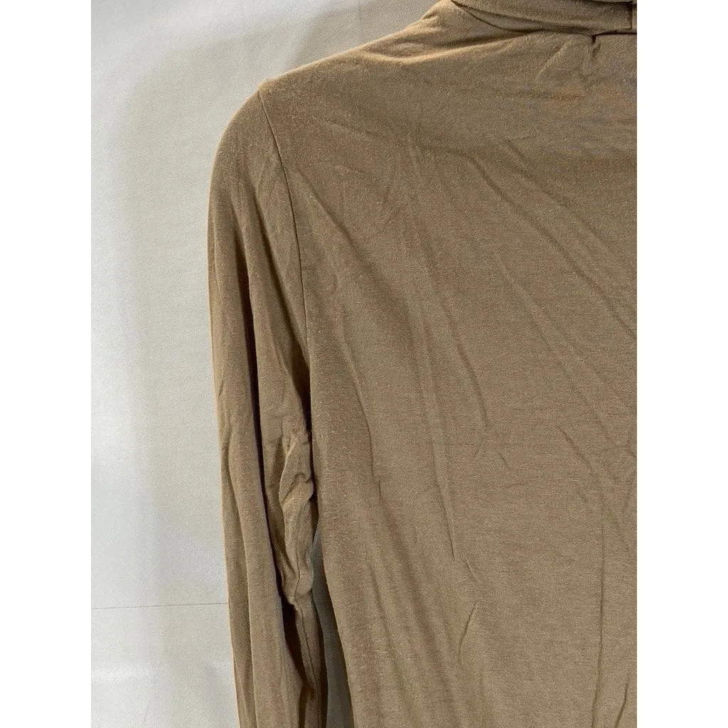 H&M Women's Tan Solid Long Sleeve Fitted Turtleneck Top SZ S