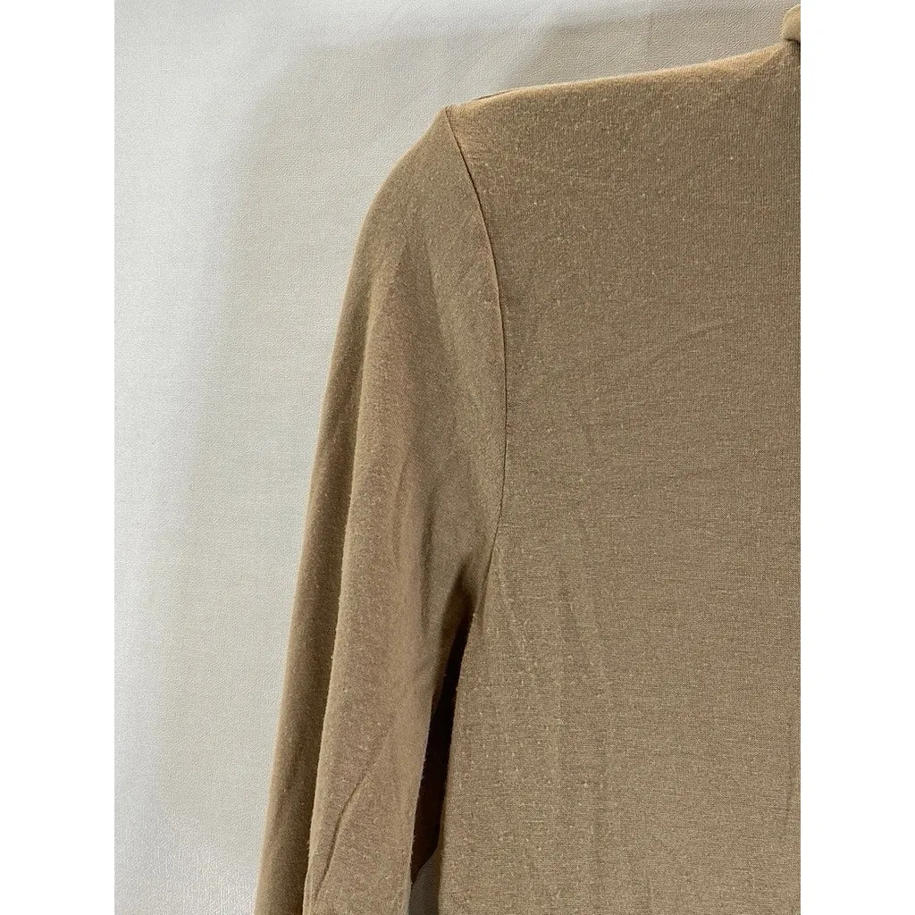 H&M Women's Tan Solid Long Sleeve Fitted Turtleneck Top SZ S