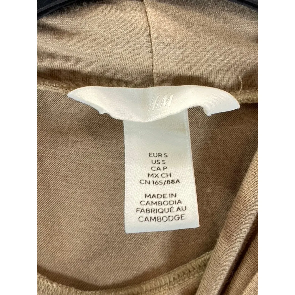 H&M Women's Tan Solid Long Sleeve Fitted Turtleneck Top SZ S