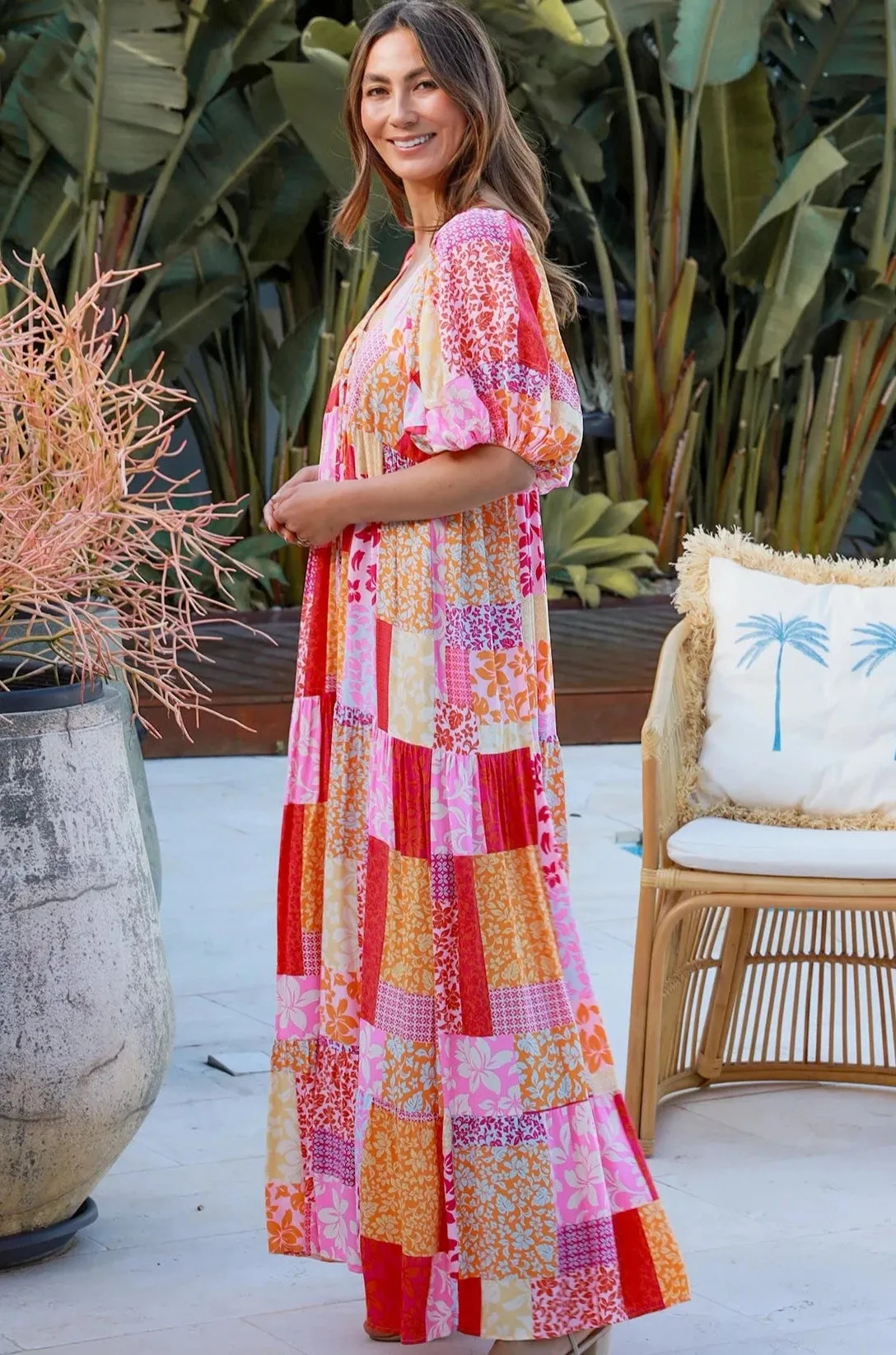 JEWEL V-NECK MAXI DRESS