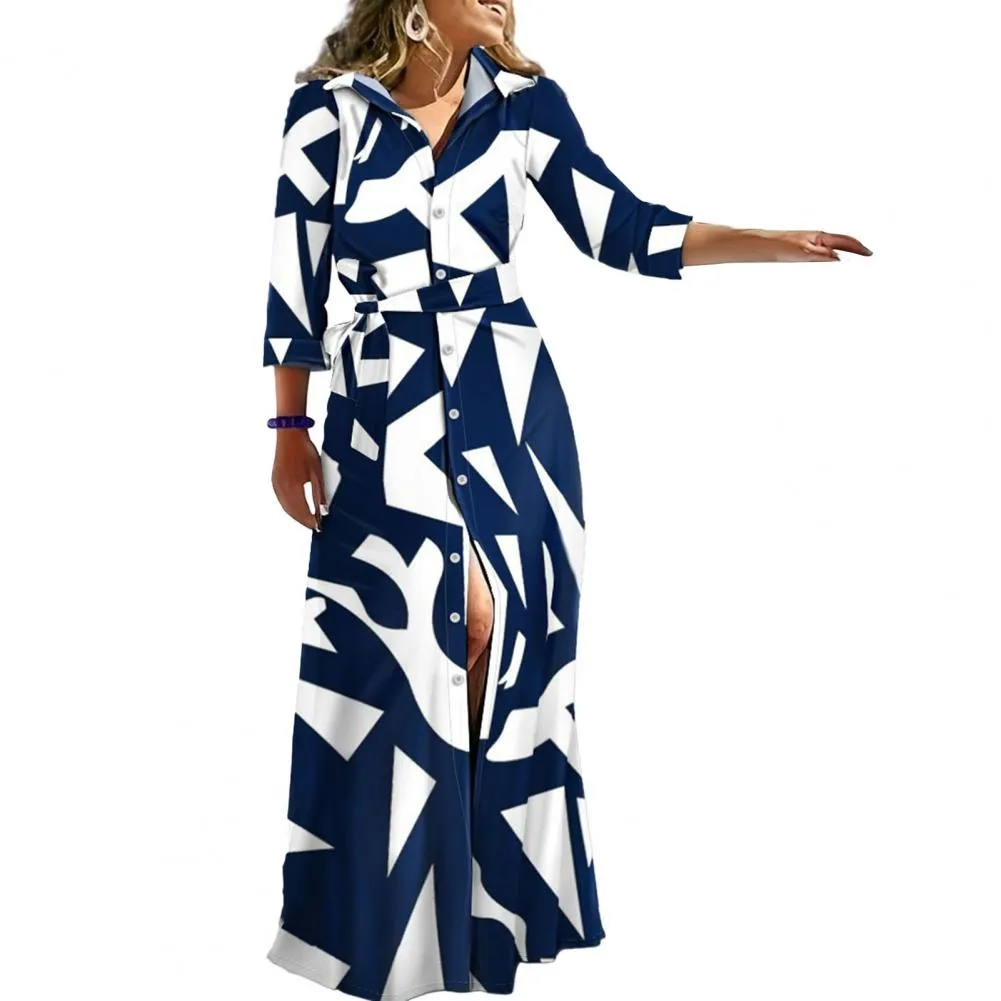 JuliaFashion - 2024 Striped Print Maxi Dress for Women