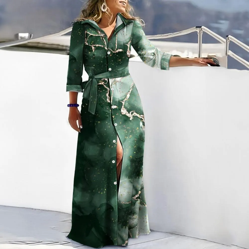 JuliaFashion - 2024 Striped Print Maxi Dress for Women