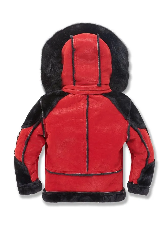 KID'S JORDAN CRAIG EL JEFE SHEARLING MOTO JACKET (BRED)