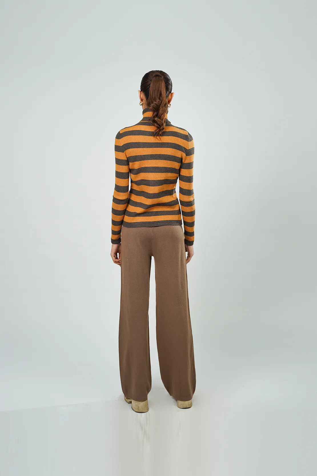 Ladies Turtleneck Striped Sweater