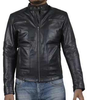 Leather Jackets Hub Mens Genuine Lambskin Leather Jacket (Black, Fencing Jacket) - 1501339