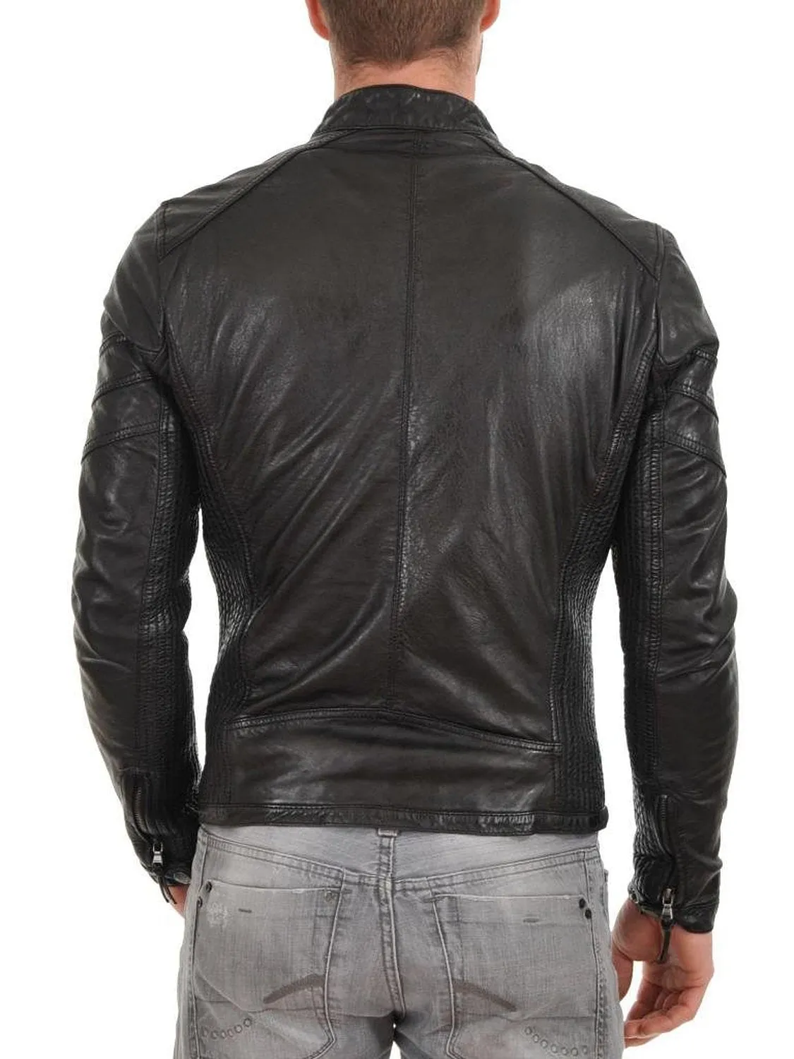 Leather Jackets Hub Mens Genuine Lambskin Leather Jacket (Black, Fencing Jacket) - 1501339