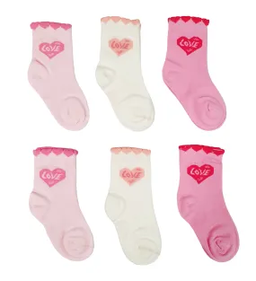 Little Team Cotton Rich Seamless Socks Love Heart 6Pk (1-10yrs)