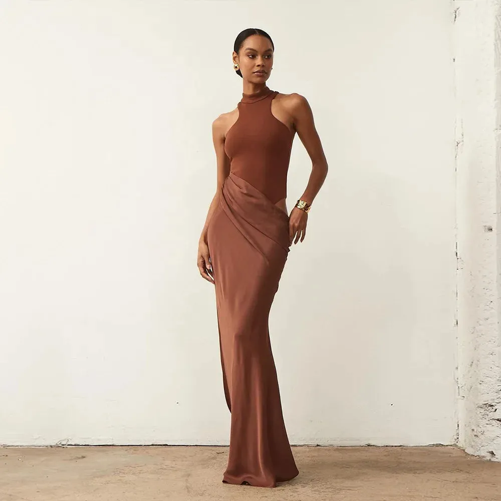 Long Sleeve Sexy Black See Through Draped Party Dress
