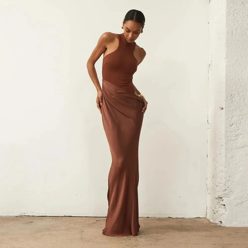 Long Sleeve Sexy Black See Through Draped Party Dress
