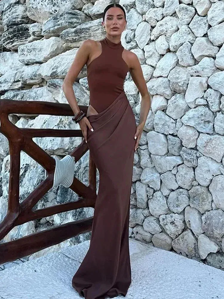 Long Sleeve Sexy Black See Through Draped Party Dress