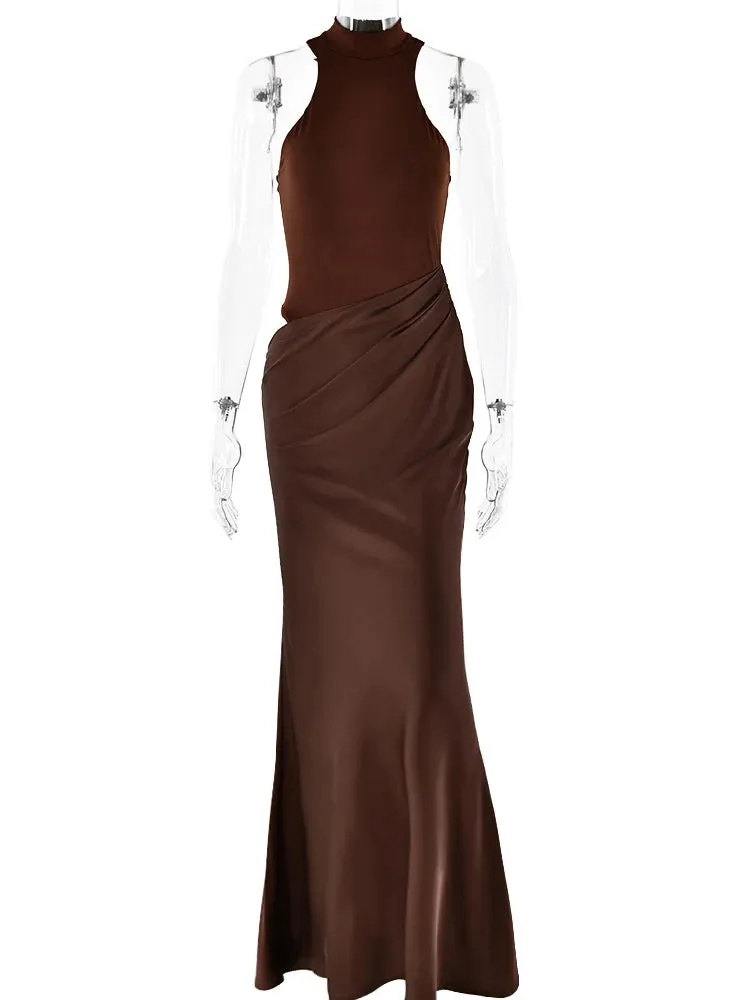 Long Sleeve Sexy Black See Through Draped Party Dress